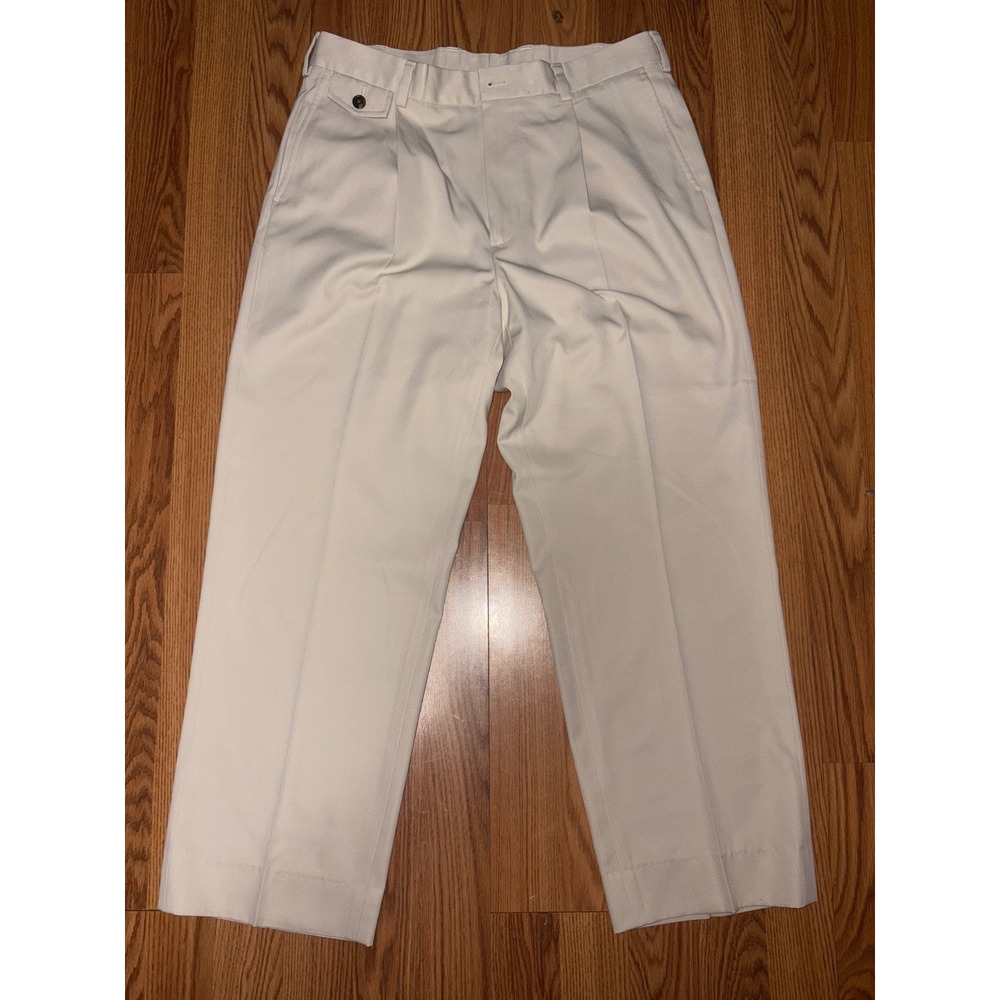 Brooks Brothers Country‎ Club Mens Pleated Pants Khaki W34 L30 Polyester Blend